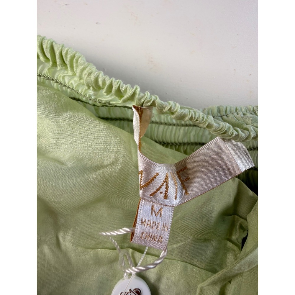 V.A.F. Ruched Puff Sleeve Top Women Medium Sage Green Cottagecore Romantic Y2K - Picture 5 of 7